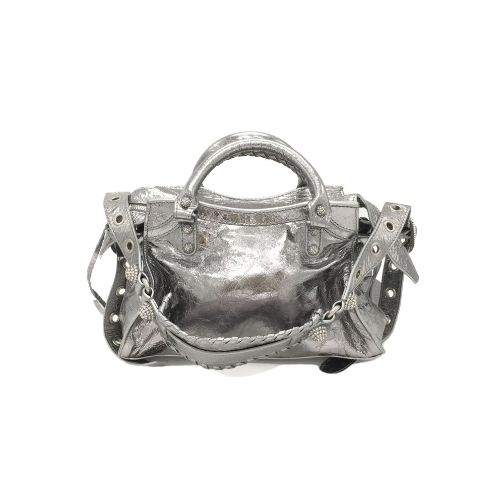 Balenciaga Lamb Leather Silver Shoulder Bag View 2